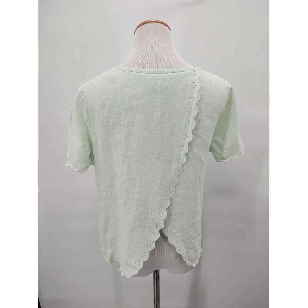J. Crew linen eyelet detail soft green cross-back top size 2 - Picture 2 of 6